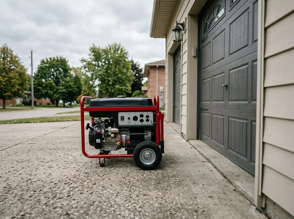 A portable generator on a driveway
